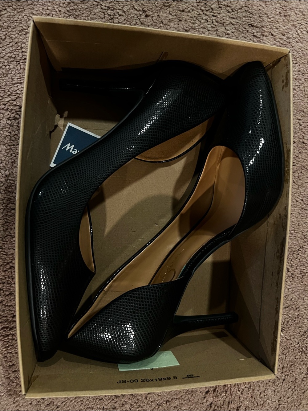 Jessica Simpson Black Textured Pointed-Toe Stiletto Heels